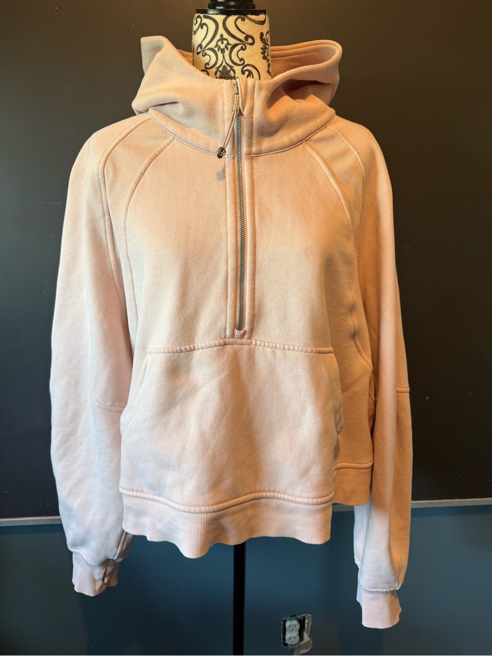 Women's Half-Zip Hooded Pullover Sweatshirt - Blush
